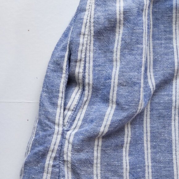 Lord And Taylor Midi Dress women's size L bluish grey white stripes sleeveless - Picture 8 of 11